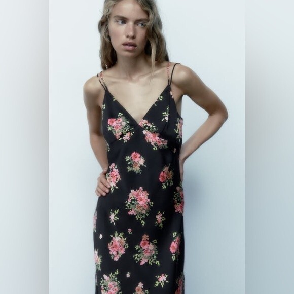 ZARA FLORAL PRINT SLIP DRESS - Picture 7 of 7